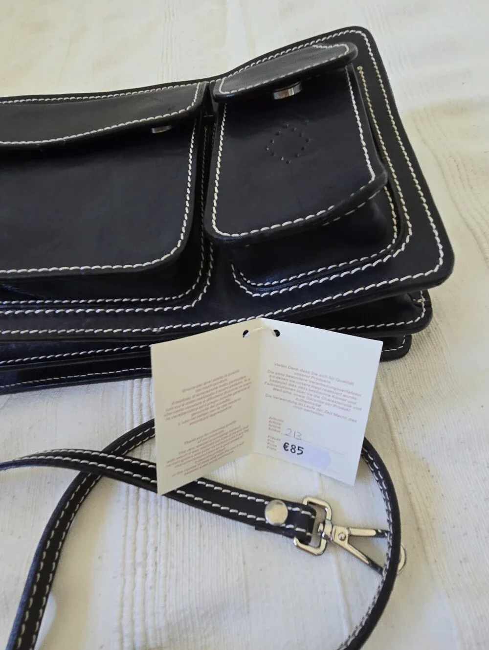 Il Giglio Black Leather Multi-compartment Crossbody Bag Structured Unisex Italy